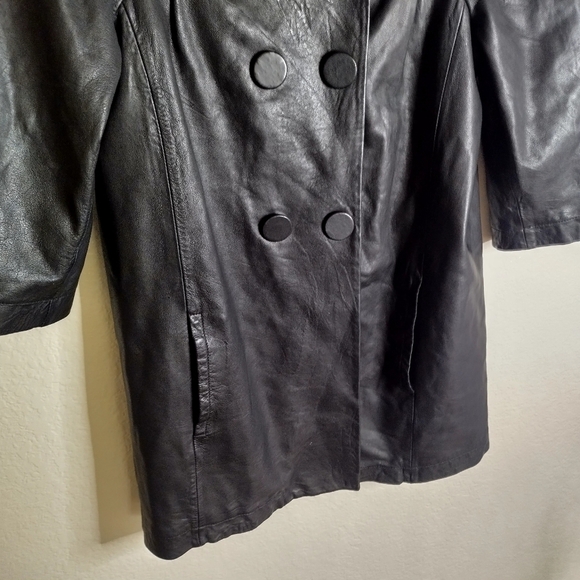 Vince buttery soft leather double breasted crop sleeves jacket sz 4 - Picture 3 of 10